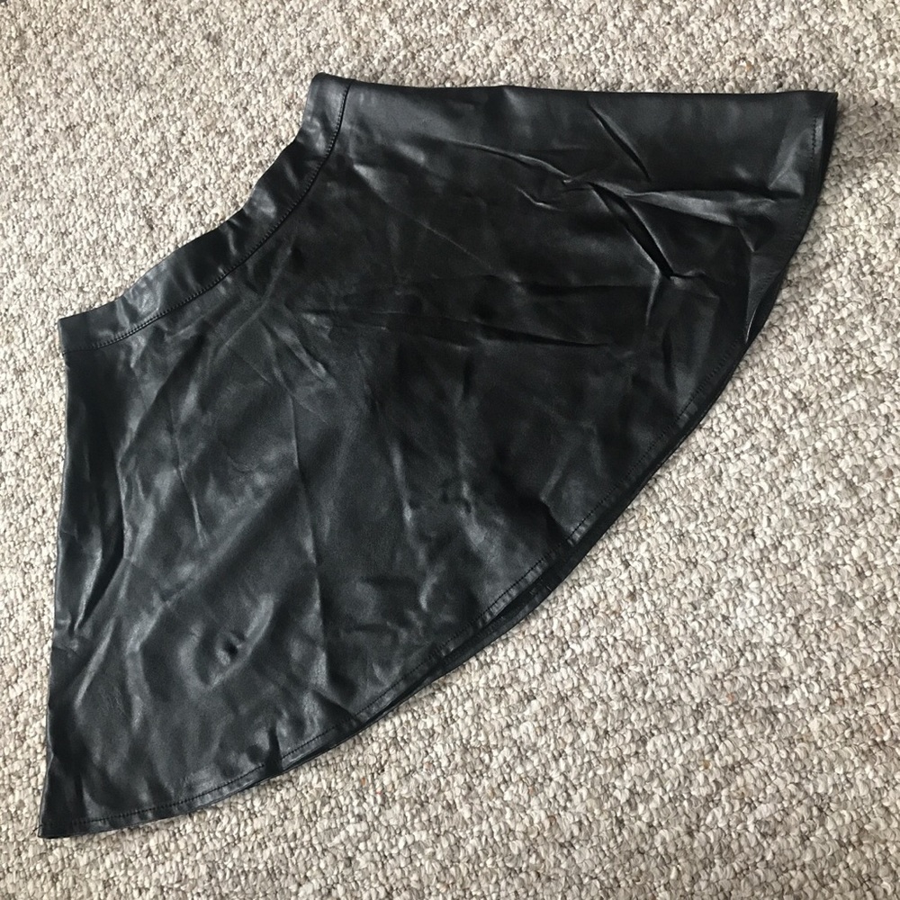 High waisted “pleather” skirt